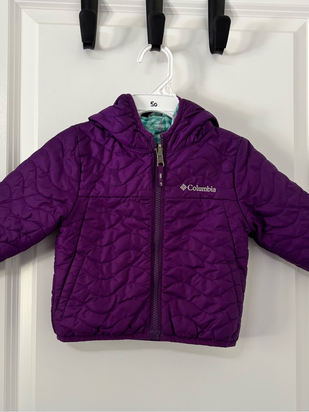 Columbia Kids Reversible Purple/Plaid Hooded Jacket